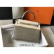 Hermes Hermès Kelly 25 Crocodile Skin Pattern Gold Hardware Grey Hand-Stitched