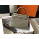 Hermes Hermès Kelly 25 Crocodile Skin Pattern Gold Hardware Grey Hand-Stitched