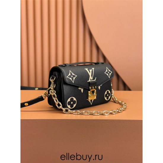 Louis Vuitton POCHETTE MÉTIS Metis EAST WEST Handbag in Monogram Empreinte Leather (M46596) - Black: 21.5x13.5x6cm