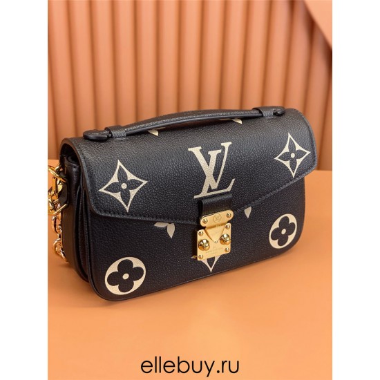 Louis Vuitton POCHETTE MÉTIS Metis EAST WEST Handbag in Monogram Empreinte Leather (M46596) - Black: 21.5x13.5x6cm