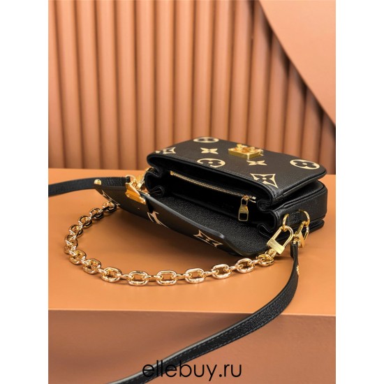 Louis Vuitton POCHETTE MÉTIS Metis EAST WEST Handbag in Monogram Empreinte Leather (M46596) - Black: 21.5x13.5x6cm