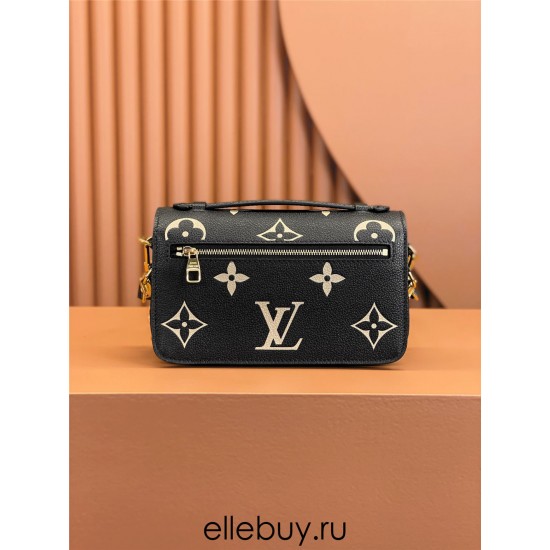 Louis Vuitton POCHETTE MÉTIS Metis EAST WEST Handbag in Monogram Empreinte Leather (M46596) - Black: 21.5x13.5x6cm