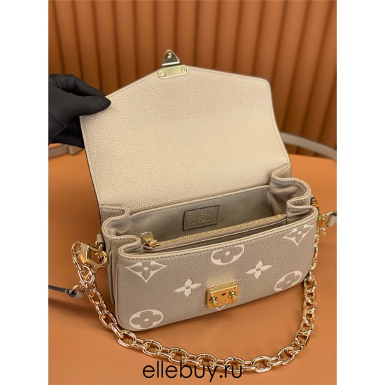 Louis Vuitton POCHETTE MÉTIS Metis EAST WEST Handbag in Monogram Empreinte Leather (M23081) - Gray: 21.5x13.5x6cm