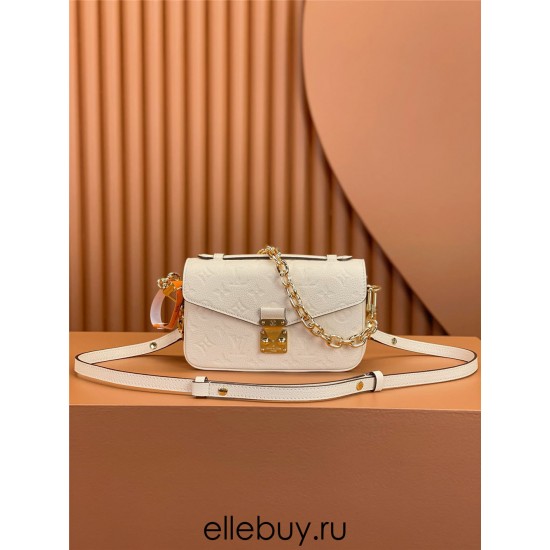 Louis Vuitton POCHETTE MÉTIS Metis EAST WEST Handbag in Monogram Empreinte Leather (M22942) - White: S-lock, 21.5x13.5x6cm