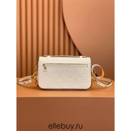 Louis Vuitton POCHETTE MÉTIS Metis EAST WEST Handbag in Monogram Empreinte Leather (M22942) - White: S-lock, 21.5x13.5x6cm