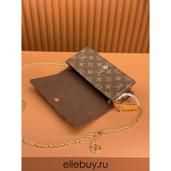 Louis Vuitton Wallet On Chain Lily (M82509): Monogram Circle Pendant, Size - 10.7x10.2x3.5cm