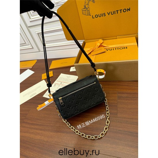 Louis Vuitton POCHETTE MÉTIS Metis EAST WEST Handbag (M46595) - Black: Monogram Empreinte Leather, S-lock clasp, Size - 21.5x13.5x6cm