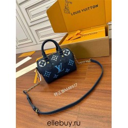 Louis Vuitton SPEEDY BANDOULIÈRE 20 Handbag (M46517) - Blue: Dégradé Monogram Empreinte Leather, Toron Handles, Adjustable Shoulder Strap, Size - 20.5x13.5x12cm