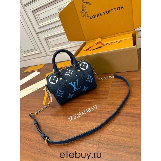 Louis Vuitton SPEEDY BANDOULIÈRE 20 Handbag (M46517) - Blue: Dégradé Monogram Empreinte Leather, Toron Handles, Adjustable Shoulder Strap, Size - 20.5x13.5x12cm