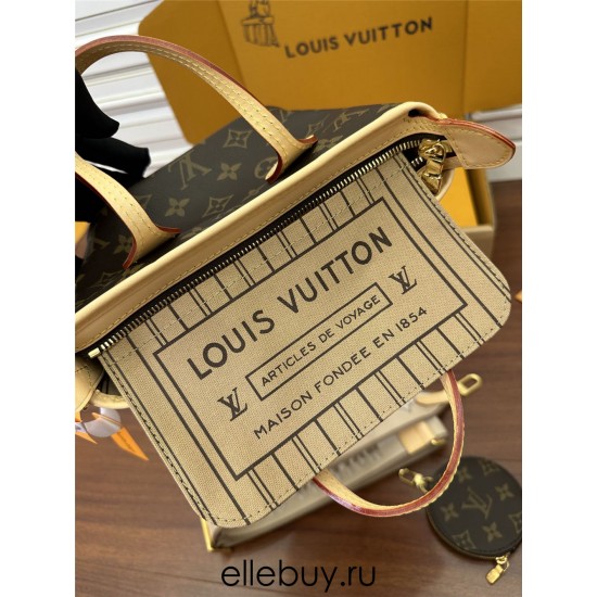 Louis Vuitton Neverfull BB New Handbag (M46705): With added zipper, New wide shoulder strap, Size - 24x9x14cm