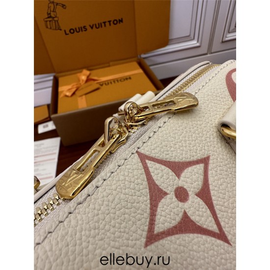 Louis Vuitton SPEEDY BANDOULIÈRE 20 Handbag (M46397) - Strawberry White: Monogram Empreinte Leather, Embossed and Printed Craftsmanship, Size - 20.5x13.5x12cm