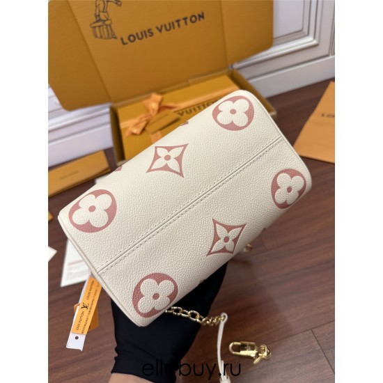 Louis Vuitton SPEEDY BANDOULIÈRE 20 Handbag (M46397) - Strawberry White: Monogram Empreinte Leather, Embossed and Printed Craftsmanship, Size - 20.5x13.5x12cm