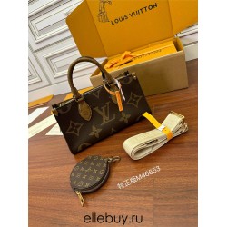 Louis Vuitton ONTHEGO EAST WEST Handbag (M46653): Giant Monogram and Monogram Reverse Canvas, Toron Handles, Size - 25x13x10cm