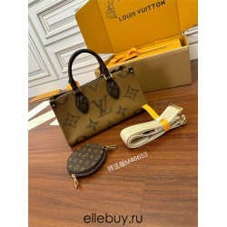 Louis Vuitton ONTHEGO EAST WEST Handbag (M46653): Giant Monogram and Monogram Reverse Canvas, Toron Handles, Size - 25x13x10cm