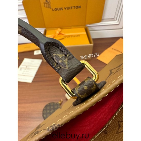 Louis Vuitton ONTHEGO EAST WEST Handbag (M46653): Giant Monogram and Monogram Reverse Canvas, Toron Handles, Size - 25x13x10cm