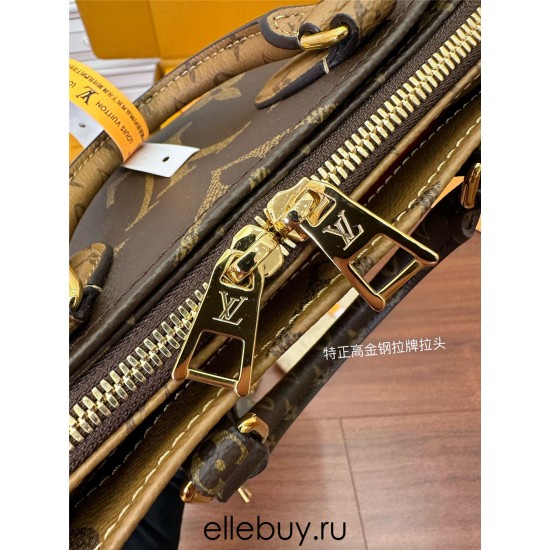 Louis Vuitton ONTHEGO EAST WEST Handbag (M46653): Giant Monogram and Monogram Reverse Canvas, Toron Handles, Size - 25x13x10cm