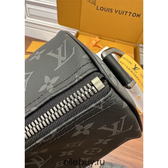 Louis Vuitton KEEPALL BANDOULIÈRE 35 Handbag (M46655) - Monogram Eclipse Black: Coated Canvas, Size - 34x21x16cm