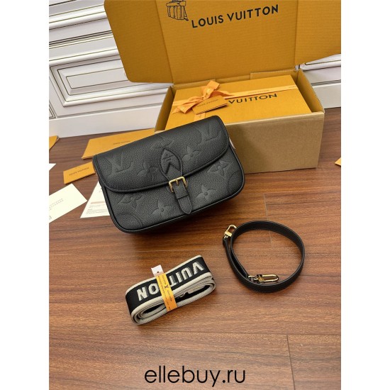 Louis Vuitton DIANE Handbag (M46386) - Black: Classic Monogram Empreinte Embossed Leather, Size - 23x16x8.5cm