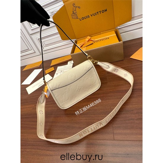 Louis Vuitton DIANE Handbag (M46388) - White: Classic Monogram Empreinte Embossed Leather, Size - 23x16x8.5cm