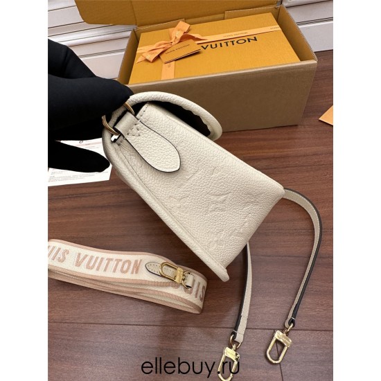 Louis Vuitton DIANE Handbag (M46388) - White: Classic Monogram Empreinte Embossed Leather, Size - 23x16x8.5cm