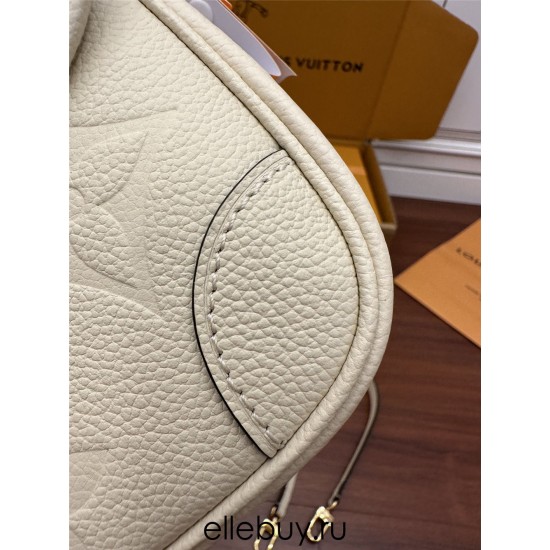 Louis Vuitton DIANE Handbag (M46388) - White: Classic Monogram Empreinte Embossed Leather, Size - 23x16x8.5cm