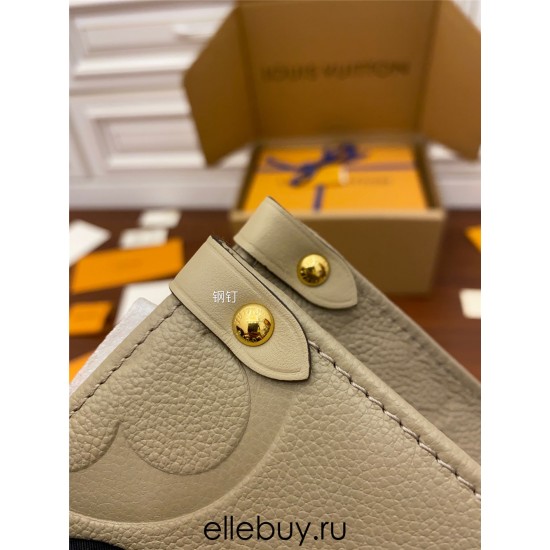 Louis Vuitton Elephant Grey Embossed ONTHEGO Small Handbag (M45607): Extra-large Monogram Print with Mini Monogram Trim, Size - 34x26x15cm