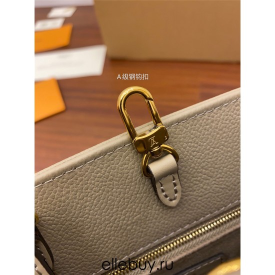 Louis Vuitton Elephant Grey Embossed ONTHEGO Small Handbag (M45607): Extra-large Monogram Print with Mini Monogram Trim, Size - 34x26x15cm