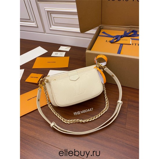 Louis Vuitton M80447 Milky White Multi Pochette Accessoires: Monogram Empreinte Leather, Size - 25x14.5x4.5cm