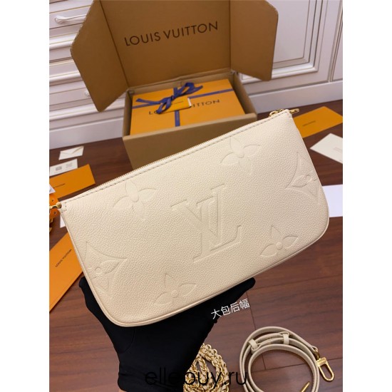 Louis Vuitton M80447 Milky White Multi Pochette Accessoires: Monogram Empreinte Leather, Size - 25x14.5x4.5cm