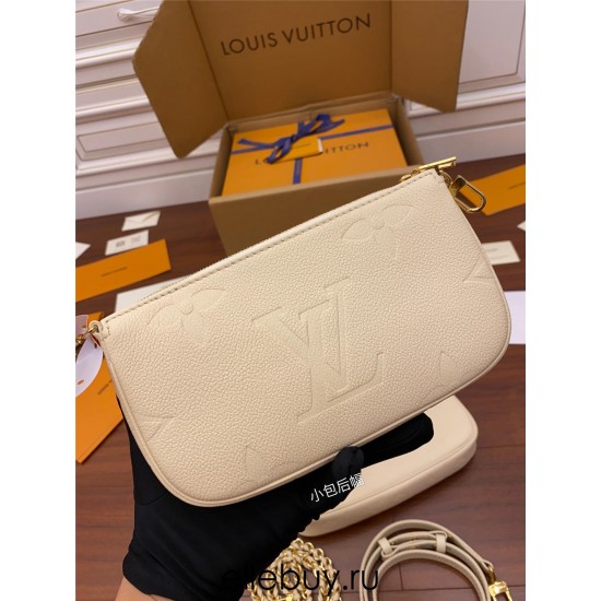 Louis Vuitton M80447 Milky White Multi Pochette Accessoires: Monogram Empreinte Leather, Size - 25x14.5x4.5cm