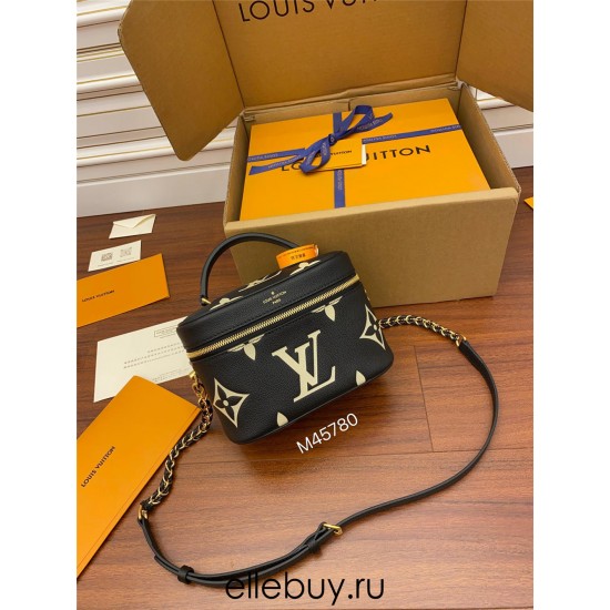 Louis Vuitton M45780 Black Embossed Vanity Small Handbag: Size - 19×13×11cm