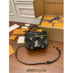 Louis Vuitton M45780 Black Embossed Vanity Small Handbag: Size - 19×13×11cm