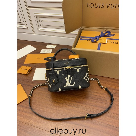 Louis Vuitton M45780 Black Embossed Vanity Small Handbag: Size - 19×13×11cm