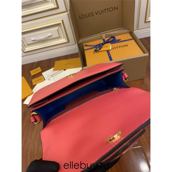 Louis Vuitton M55949 Peony Pink LV PONT 9 Handbag: LV Pont 9 Handbag made of smooth leather, Size - 23x15x8cm