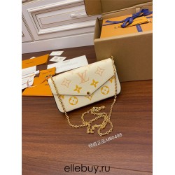 Louis Vuitton M80498 Yellow Special Edition FÉLICIE Felicie Pochette Chain Bag: Monogram Empreinte Grained Leather, Monogram Embossing, Size - 21x12x3cm