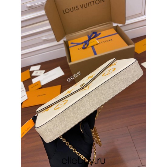 Louis Vuitton M80498 Yellow Special Edition FÉLICIE Felicie Pochette Chain Bag: Monogram Empreinte Grained Leather, Monogram Embossing, Size - 21x12x3cm