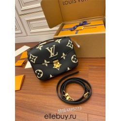 Louis Vuitton M45773 Black Print 2021 Spring Pochette MÉTIS Metis Handbag: Embossed Large Monogram, Size - 25x19x7cm