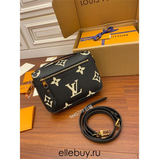 Louis Vuitton M45773 Black Print 2021 Spring Pochette MÉTIS Metis Handbag: Embossed Large Monogram, Size - 25x19x7cm