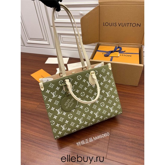 Louis Vuitton ONTHEGO Medium Handbag (M46060) Green: Monogram Empreinte Leather, Size - 35x27x14cm