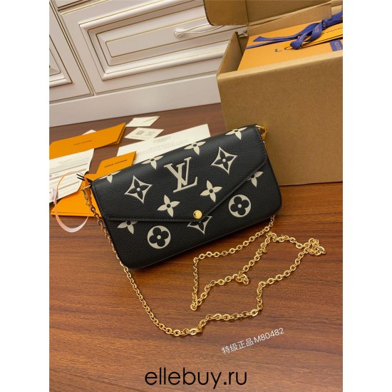 Louis Vuitton M80482 Black Pochette FÉLICIE Felicie Chain Bag: Size - 21x12x3cm