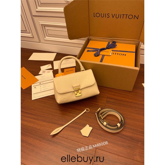 Louis Vuitton M46008 Milk White Madeleine BB Monogram Empreinte Leather: Size - 24x17x8.5cm