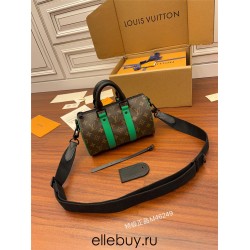 Louis Vuitton KEEPALL BANDOULIÈRE 25 Handbag (M46249) Green: Size - 25x15x11cm