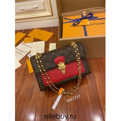 Louis Vuitton VICTOIRE Handbag (M41731) Monogram Red, French-made Monogram and exquisite calf leather: Size - 26x9x15cm