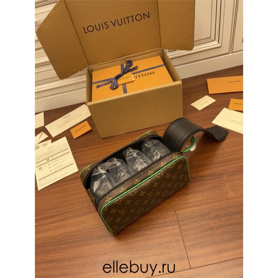 Louis Vuitton DOPP KIT Toiletry Bag (M46253) Green Monogram Macassar Canvas: Size - 28x15x16.5cm