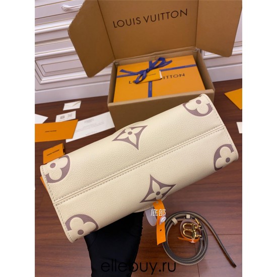 Louis Vuitton M45654 Cream Print Onthego Small Tote Bag: Size - 25x19x11.5cm