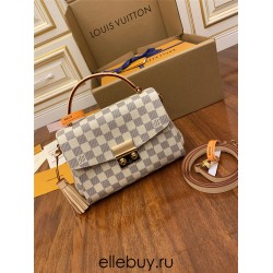 Louis Vuitton N41581 Croisette Handbag White Check: Size - 25.0x17.0x9.5cm