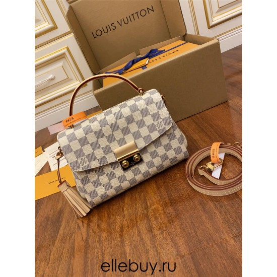 Louis Vuitton N41581 Croisette Handbag White Check: Size - 25.0x17.0x9.5cm