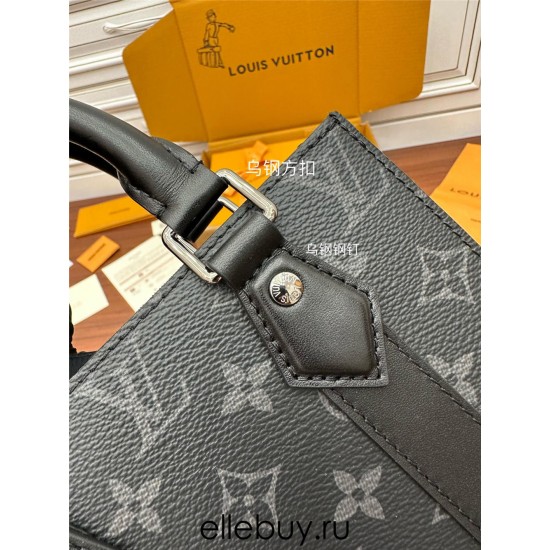 Louis Vuitton M46453 Monogram Eclipse Black Mini Men's Bag Series Sac Plat Small: Size - 19x22x7cm