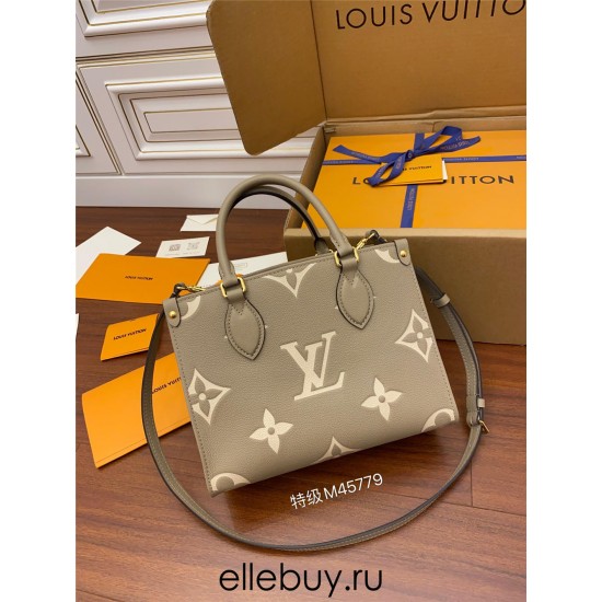 Louis Vuitton M45494 Elephant Gray Print ONTHEGO Small Handbag: Size - 34x26x15cm