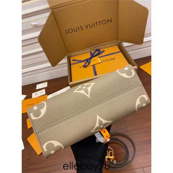 Louis Vuitton M45494 Elephant Gray Print ONTHEGO Small Handbag: Size - 34x26x15cm